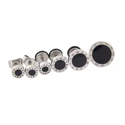 Stainless Steel Classic Barbell Shape Men and Women Ear Stud New Fashion Roman Numeral Screw Earrings Fasion Punk Jewellery Gift