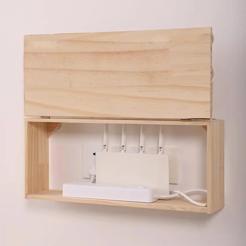 Cable Management Box Wall Mounted Router/Set Top Box Organizer Power Strip Shelf with Hidden Design Storage Solution for Home