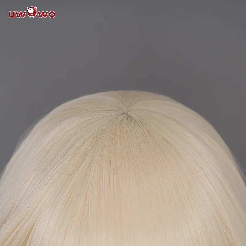 LQUWOWO Chii شعر مستعار تأثيري أنيمي/مانغا لوليتا الوردي القوس المشبك تشي شعر مستعار أصفر فاتح طويل الشعر هالوين الباروكات