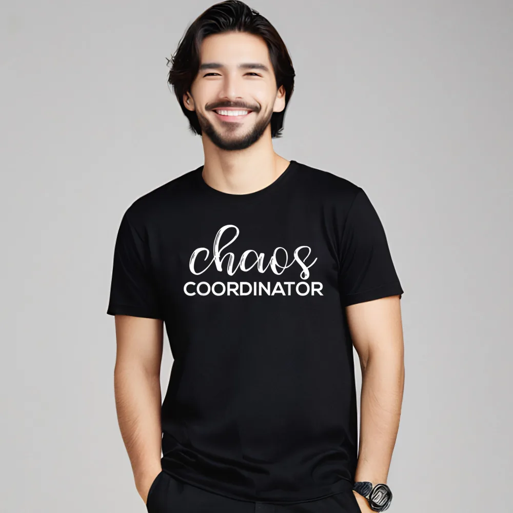 Chaos Coordinator Funny Printed Graphic 100% Cotton T Shirt Gift Idea Short Sleeve Tops Tees Special Graphic O-Neck Tshirts Geek