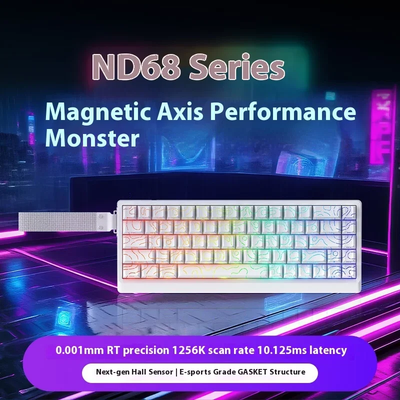 IROK ND68 ND68Pro Hall Effect المغناطيسي التبديل لوحة المفاتيح الميكانيكية 68% تخطيط RT0.001mm 8K RGB طوقا السلكية لوحة مفاتيح الألعاب الهدايا