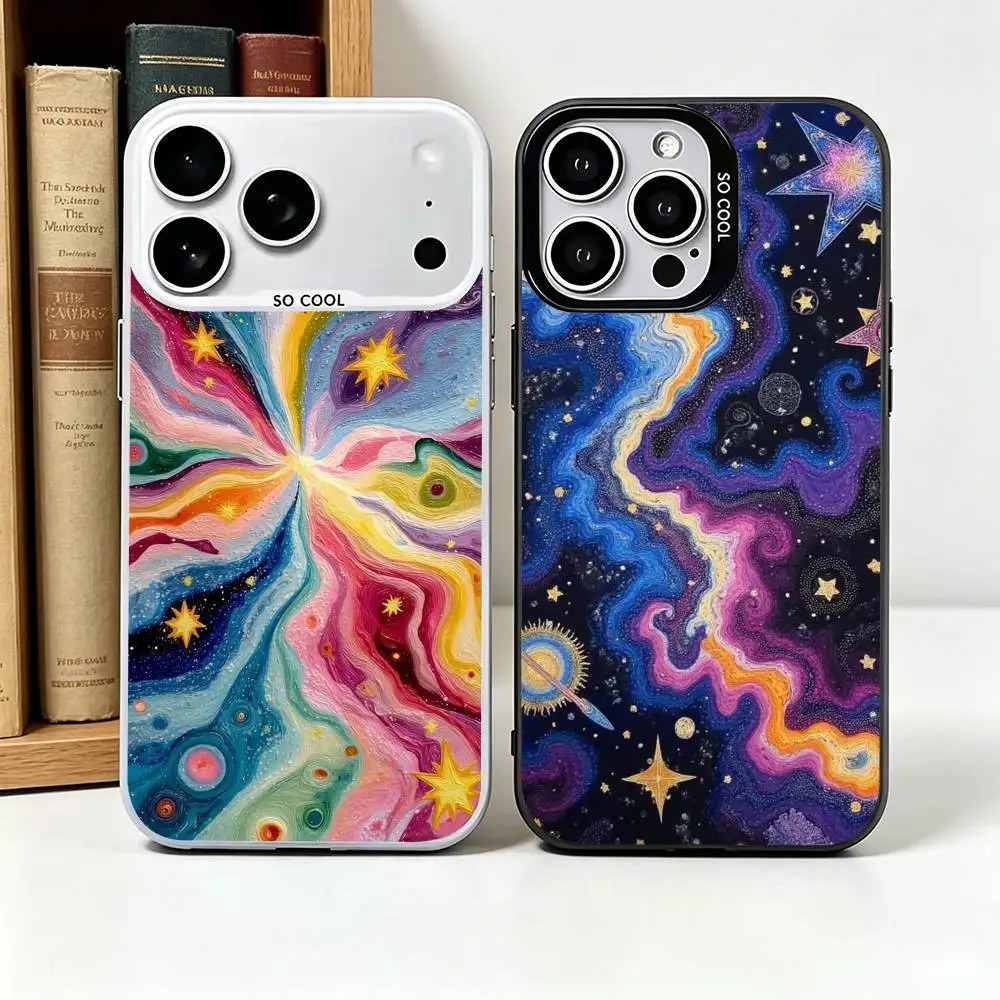Fluid Abstract Lines Art  Phone Case For iPhone 17,16,15,14,13,12,11 Plus Pro Max Colored Silver  Funda Bumbe