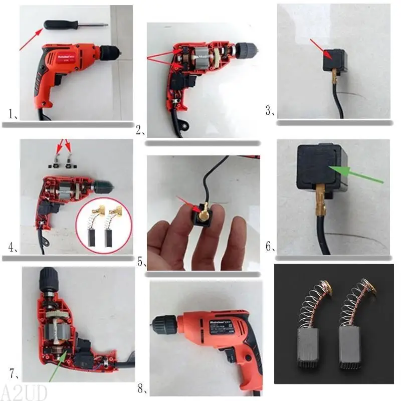 A2UD 2PCS Электрическая буриль углеродная щетка запасная часть для Electric