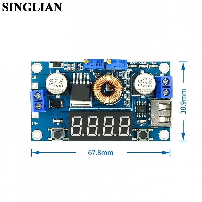 5A XL4015 Constant Voltage Current Buck Step-down Power Supply Module Voltage Current Display LED Drive Lithium Battery Charging