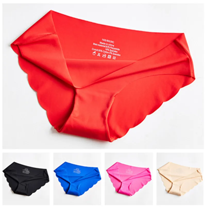 Ropa interior de mujer, ropa interior femenina de seda helada, lencería deportiva, calzones invisibles para mujer de talla grande, bragas sexis de cintura baja