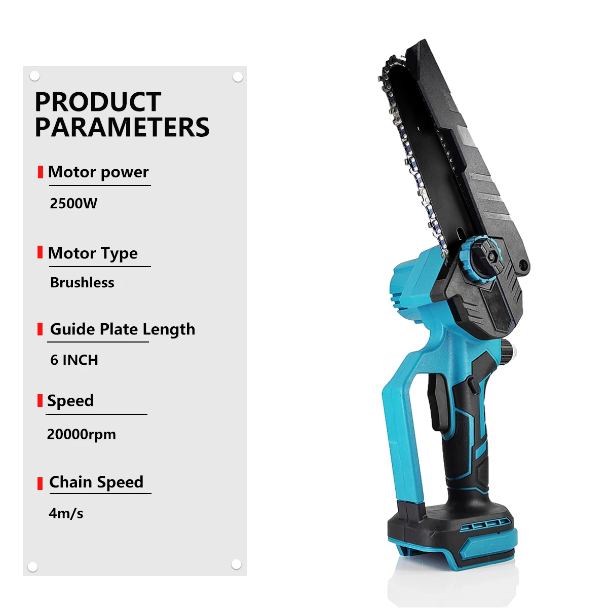 Brushless Chainsaw 6-Inch Powerful Cordless Rechargeable Handheld Small Electric Saw（No Battery）For Makita Battery