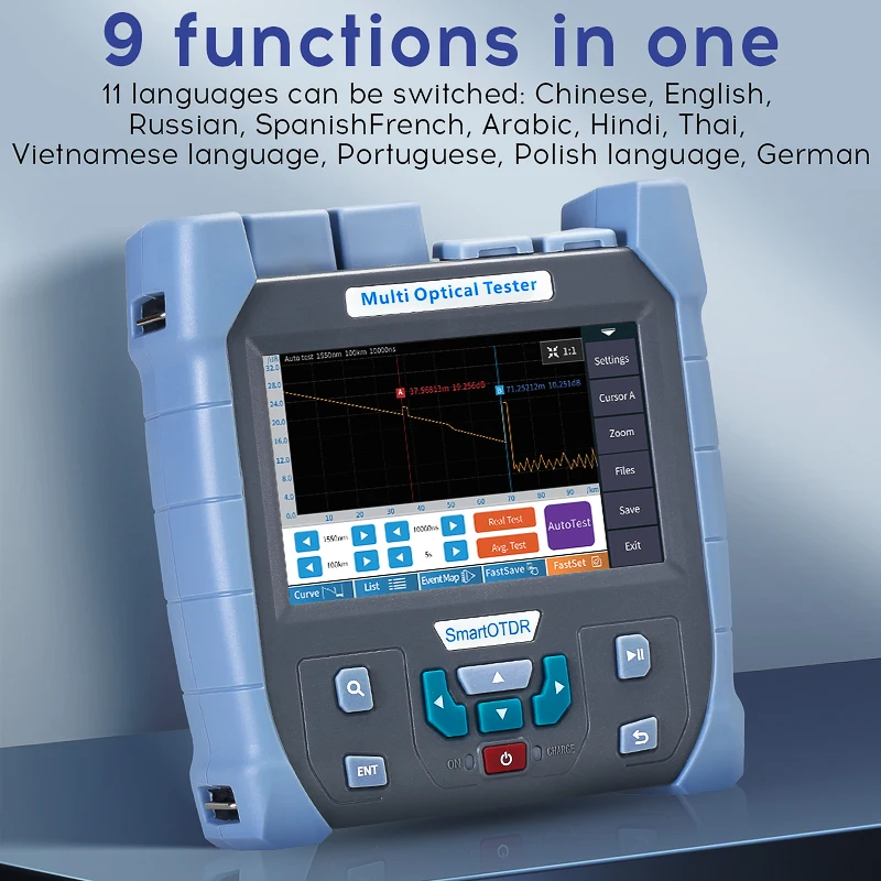 AUA715U/715A OTDR 100Km 24dB 1550nm Fiber Optic Tester Touch Screen Optical Time Domain Reflectometer With OPM/VFL/OLS/Event Map