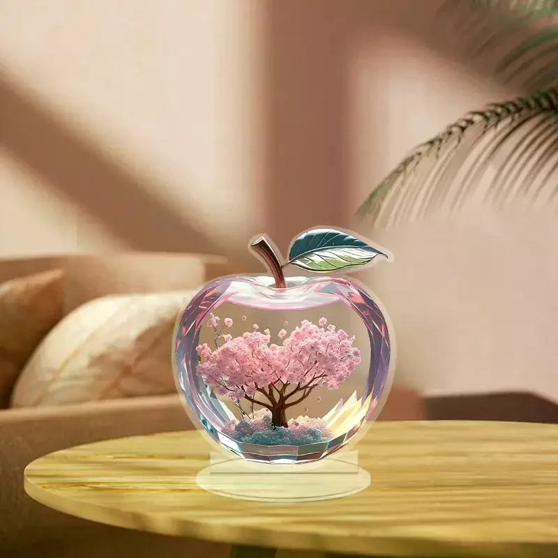 /PFU/2D Acrylic Printing Ornament Romantic Cherry Clossoms Shape Landscape Desktop Decoration For Home Office 1Pcs