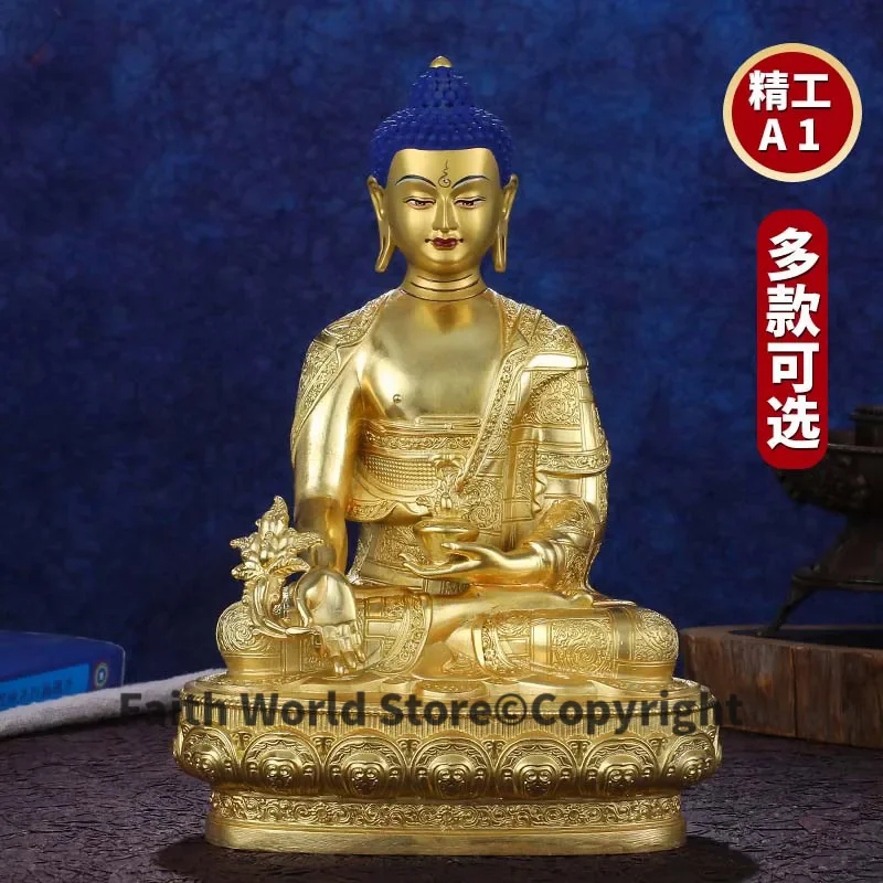 2025 Nepal High grade good golden COPPER Buddha statue Guru Rinpoche Jambhala fortune Shakyamuni Medicine Buddha safety statue