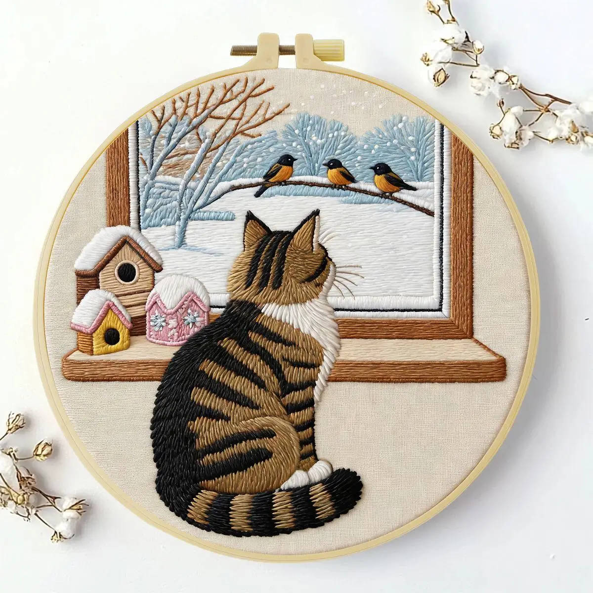 1 Stück 20X20CM/15X15CM 7,87/6,3 Zoll Katzen-Stickerei-Starter-Kit DIY-Kit DIY-Stickerei-Set Handarbeiten Nähkunst Malerei – Detail 1