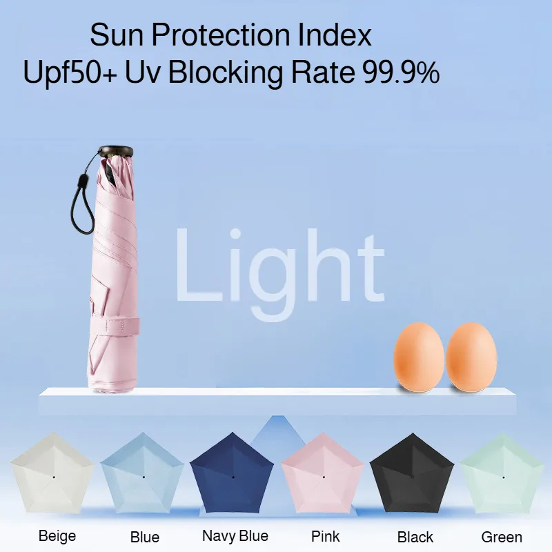 Sun Protection Dual Use Ultra Light Pencil Umbrella Portable Folding UV Block Travel Umbrella for Women