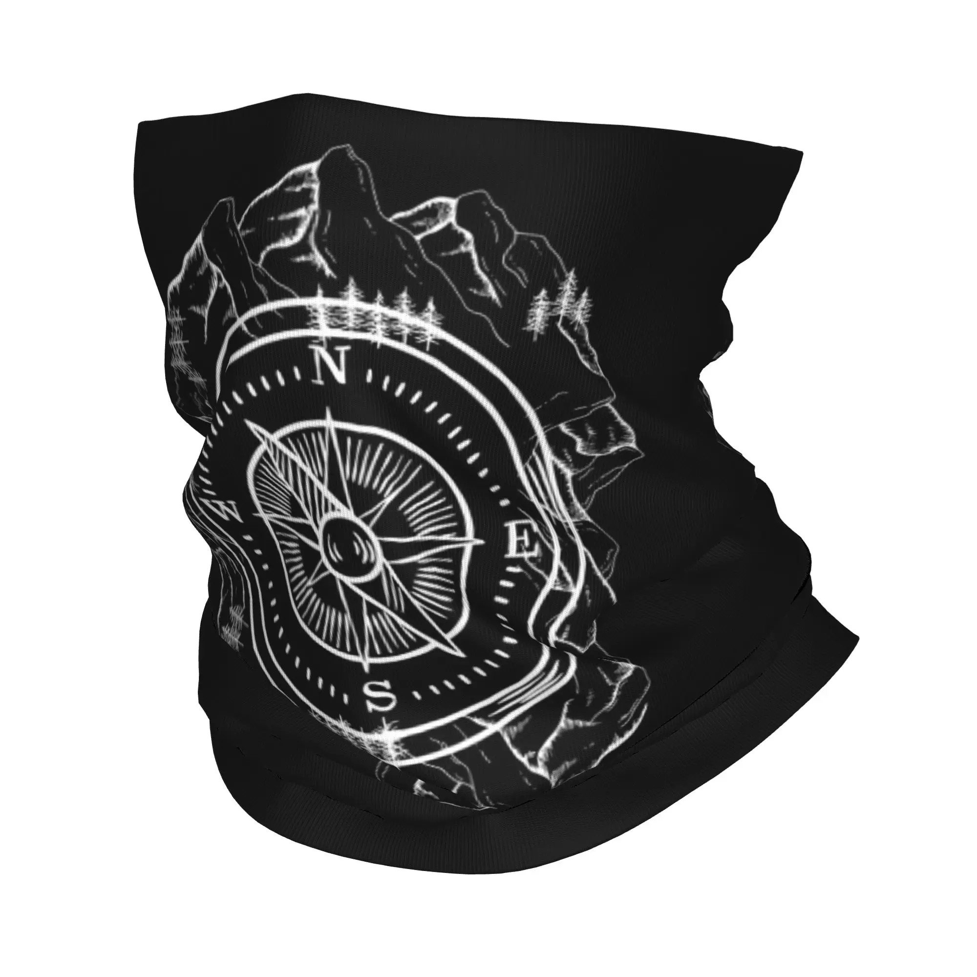 

Mountains and Compass White edition Bandana Neck Gaiter Printed Wrap Scarf Cycling Scarf Hiking Fishing For Men Women Adult
