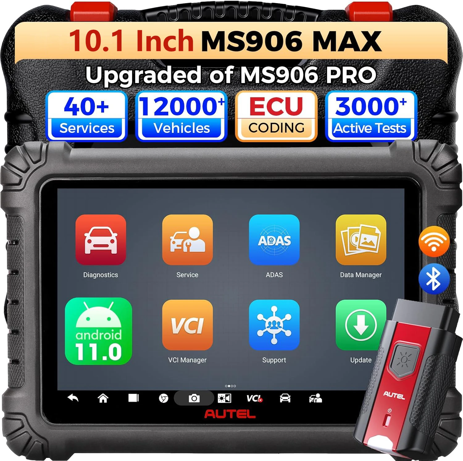 

Диагностический сканер Autel MaxiSys MS906 MAX 10.1 дюйма, беспроводной, двунаправленный, с кодированием ЭБУ, 3000+ тестов, CANFD&DoIP, аналог MS906PRO
