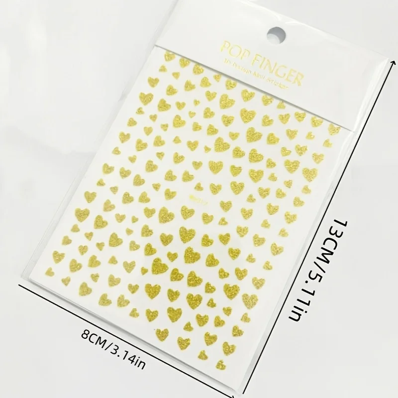 2 個の新しいバレンタインデーネイルアートステッカー 5 色ラブハートネイルアートステッカー