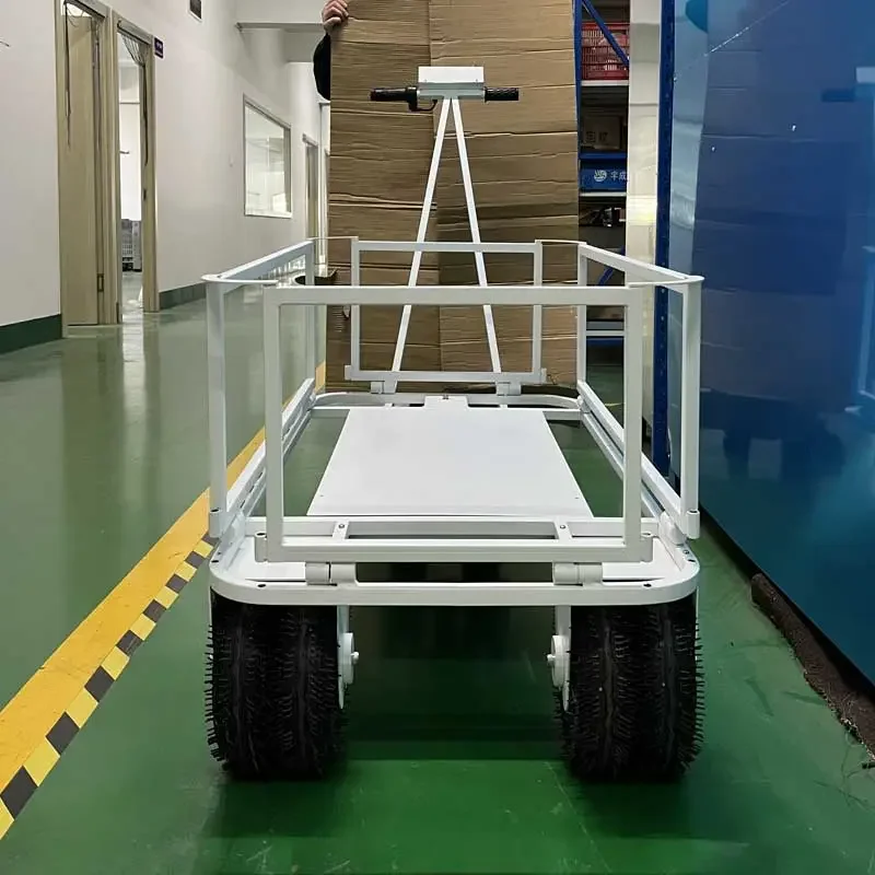 Electric Hand Cart 4 Wheel Metal Foldable Wagon Outdoor Garden Cart Dump Wagon Heavy Duty Steel Cargo Electric Wagon Garden Tool