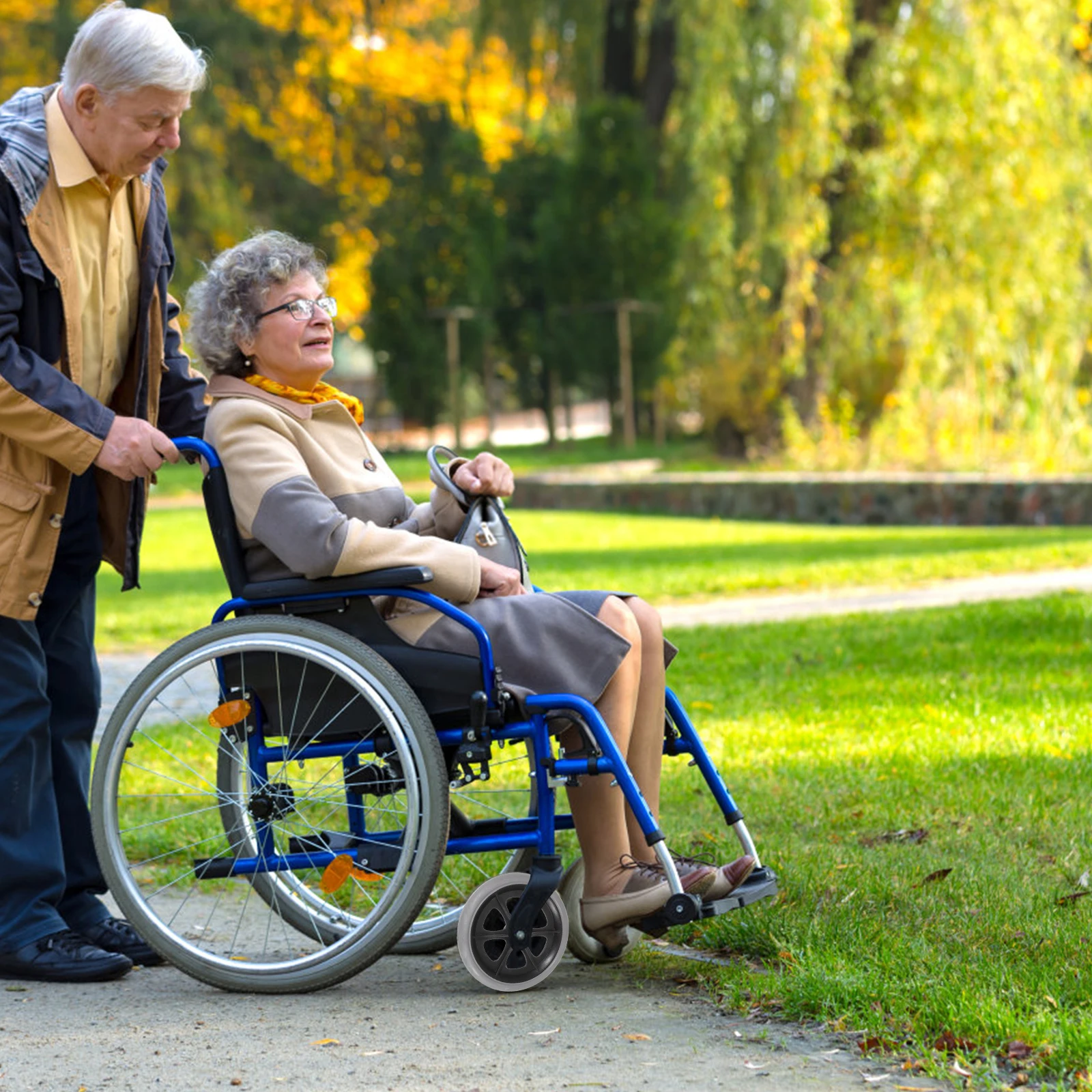 

Universal Wheelchair Front Replacement Wheels Heavy Duty Solid Tire Wear-Resistant Smooth Strong Load-Bearing for Elder