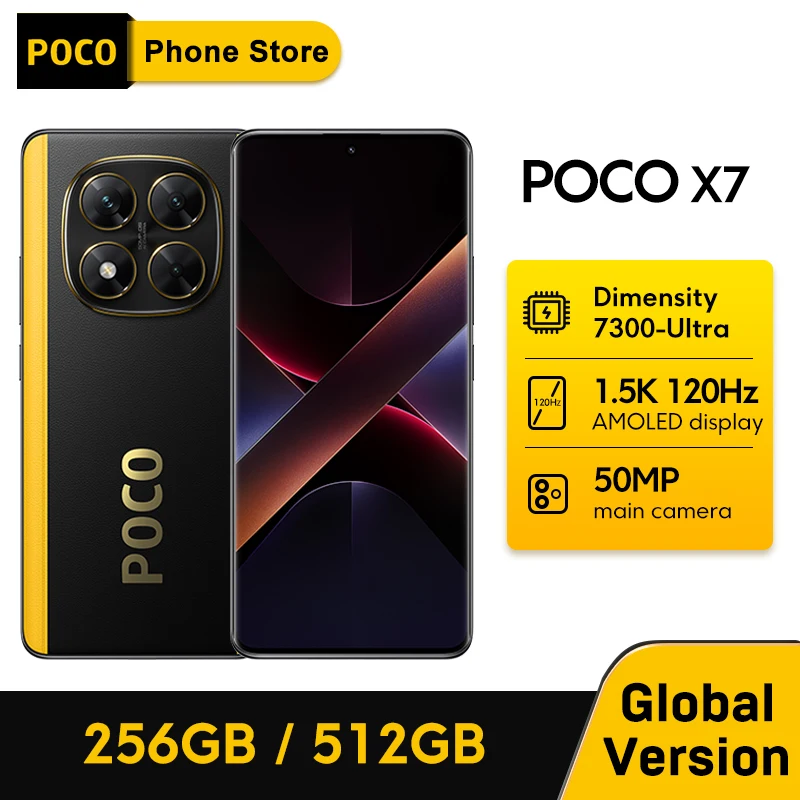 POCO X7 5G Global Version Mobile Phone Dimensity 7300-Ultra 1.5K 120Hz AMOLED Curved Display 50MP OIS Camera 5110mAh Battery NFC