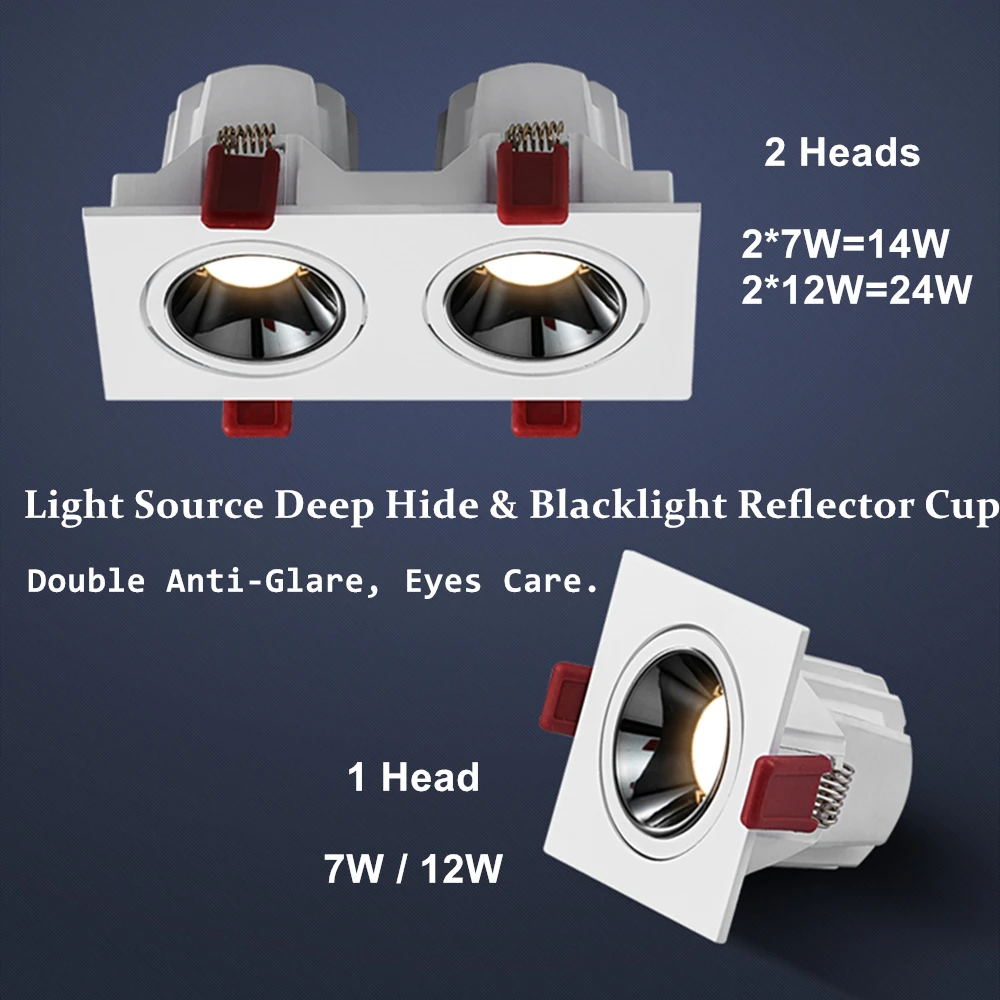 Recessed Ceiling Spot Led Light Single/Double Downlight 220V Spotlights for Indoor Living Room Bedroom Hallway Lighting Fixture