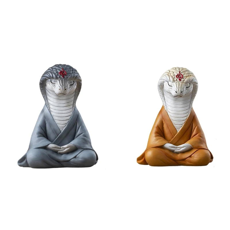 

FO-2025 Year Of The Snake Ornament Resin Sitting Meditating Snake Car Figurines Sculpture Succulent Bonsai Decorations