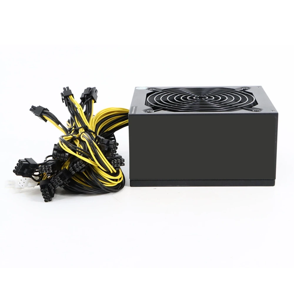 

HJ-2000W ATX ETH Mining Power Supply For Mining Bitcoin 180V-264V 90% E Supports 8 Card Platform 16 8P Ports 4U Single