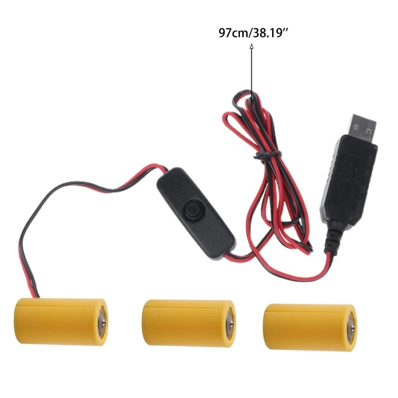 1 Set USB 5V 2A to 4.5V1A LR14 C Battery Eliminators with Swicthes Power Cable