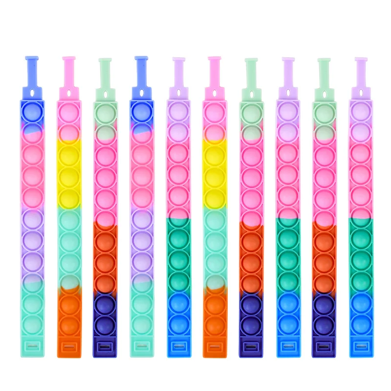 10Pcs Colorful Bubble Silicone Bracelet Fidget Anti Stress Relief Toys Autism Children Toys Kids Birthday Party Gift