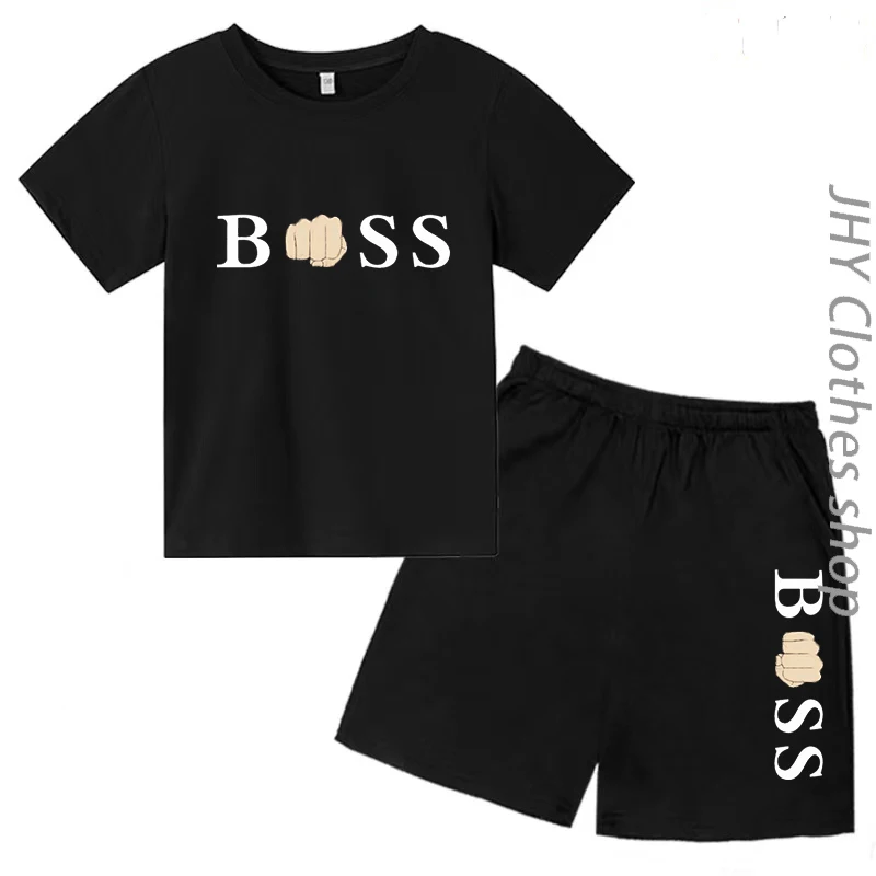 Sommer Kinder lässig kurz ärmel ige Rundhals Baumwolle T-Shirt Shorts Set, brandneue Anime-Print für Jungen und Mädchen im Alter von 3-12