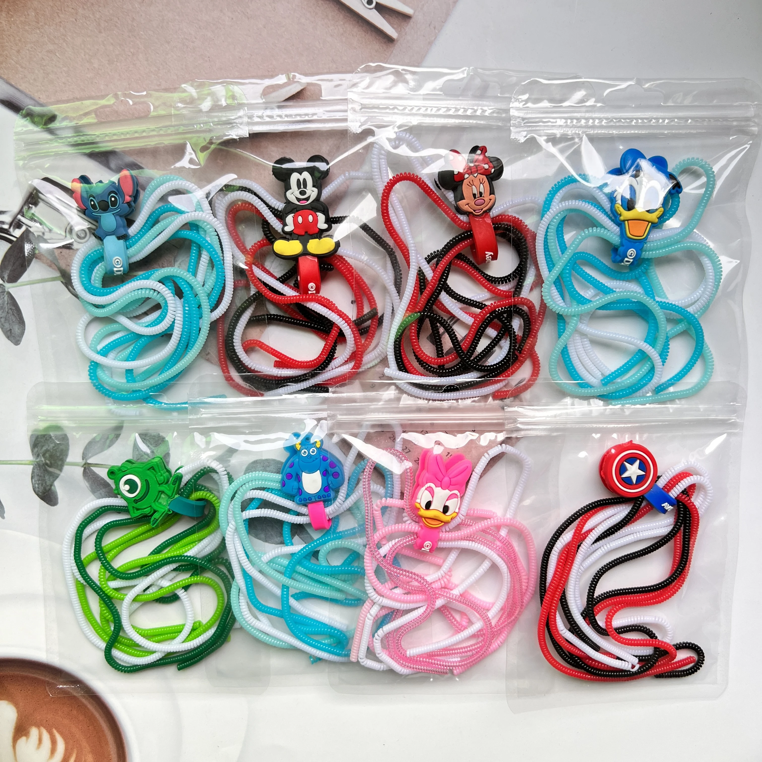 Disney Cable Winder Set Cartoon Charger USB Cable Protector For Apple IPhone For Samsung Xiaomi Huawei Cable Protect Decoration