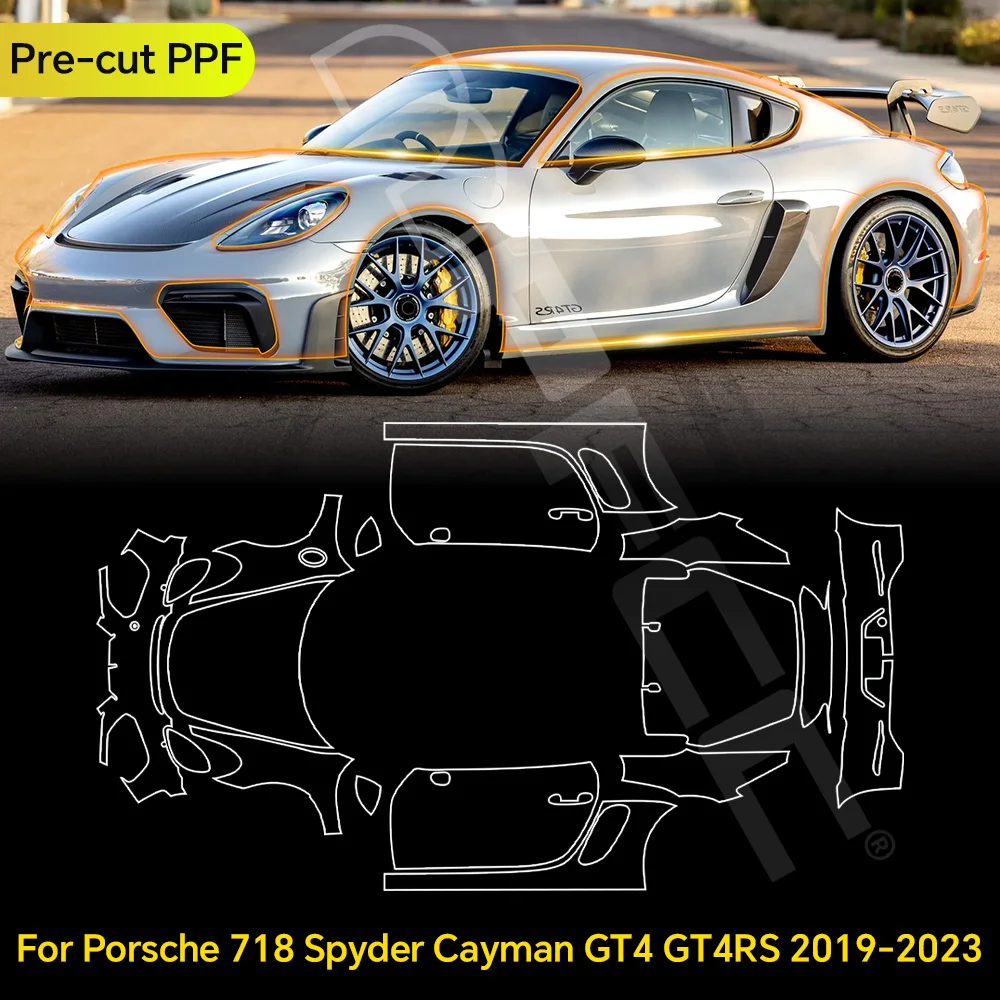 

For Porsche 718 Spyder Cayman GT4 GT4RS 2019-2023 TPU Paint Protection Film Pre-cut Clear PPF Car Body Anti-scratch Resistant
