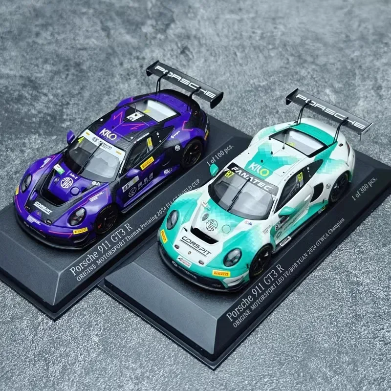 KILOworks Car Model 1/18 Porsche 911GT3R Force Racing Team 1/43 Alloy Car Model Simulation Room Display Car Boy Collection Gift