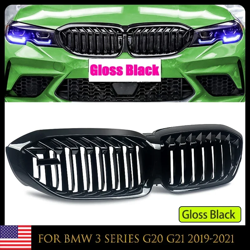 sport grille FOR BMW G20 G21 3 series Front KidneyGrill Grille  M5 style sport 2019+ modles Gloss Black High Quality ABS Plastic