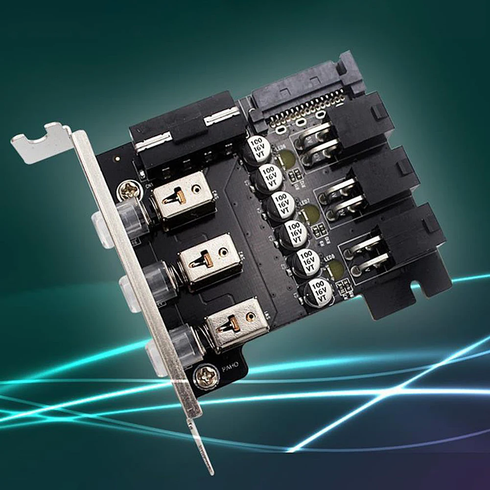SSD Power Control Switch 4Pin SATA Harde Schijf PCI Uitbreidingskaart LED Backlit Genummerd Intelligent Control Management Systeem PCIE
