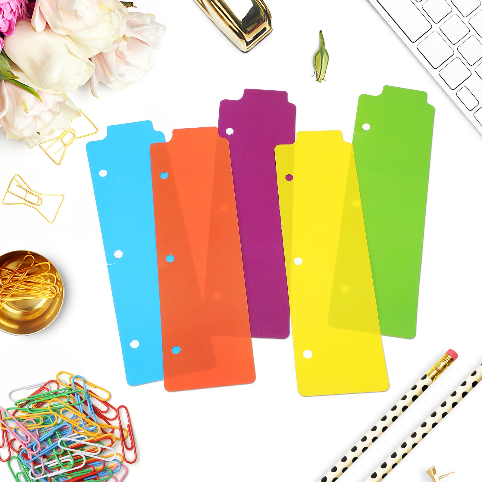 

5pcs Mini Binder Dividers ABS Material Notebook Tabs Colored Separators Organizers Loose Leaf Notebooks Index Dividers Gifts