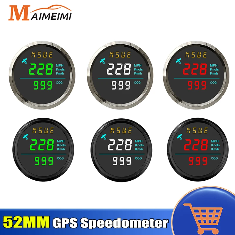 52mm GPS Speedometer Gauge with GPS Antenna 0-299 KMH Knots MPH Speed Gauge Universal for 12V 24V Car Auto Boat Interior Parts