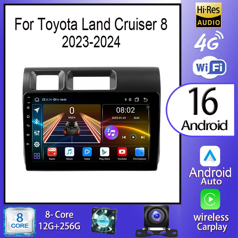 أندرويد 16 Carplay Auto لتويوتا لاند كروزر 8 J70 70 2023 - 2024 راديو السيارة الوسائط المتعددة مشغل فيديو الملاحة ستيريو GPS 5G #1