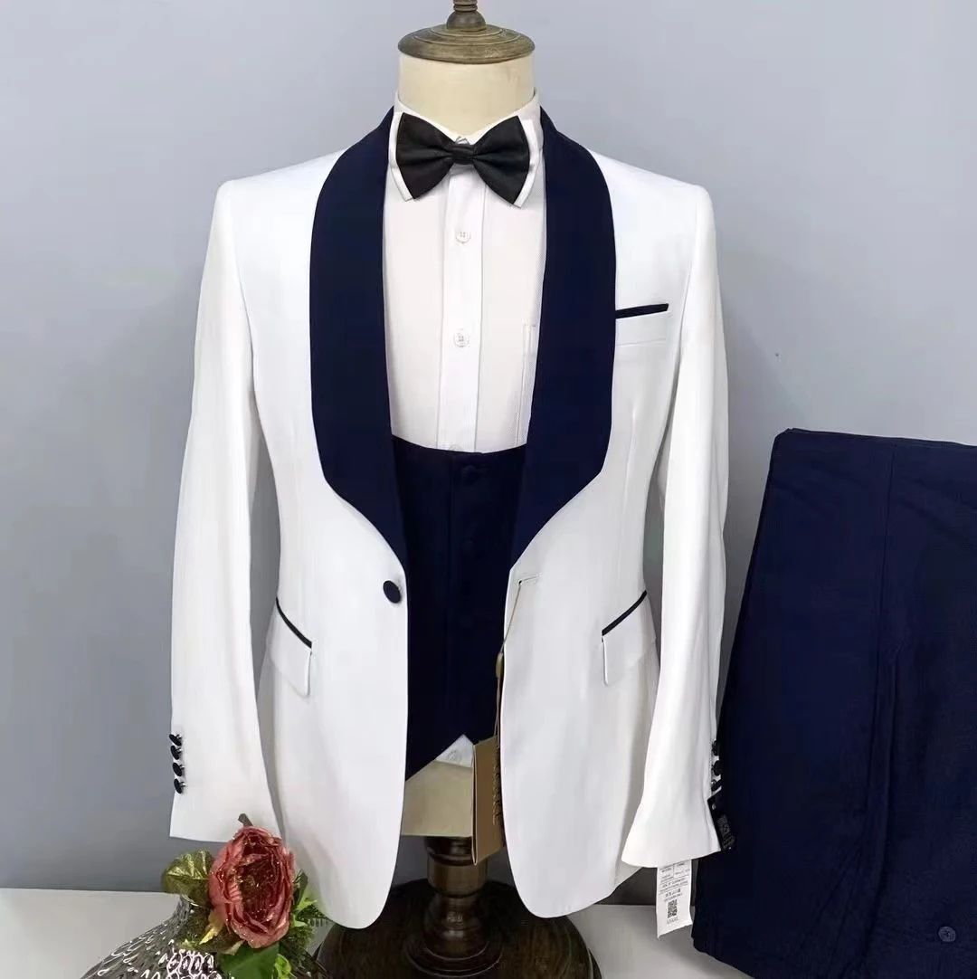 Ready to Wear Shawl Lapel Single Breasted Wedding Groom Dress Smart Business Casual Men's Suits Jacket Blazer