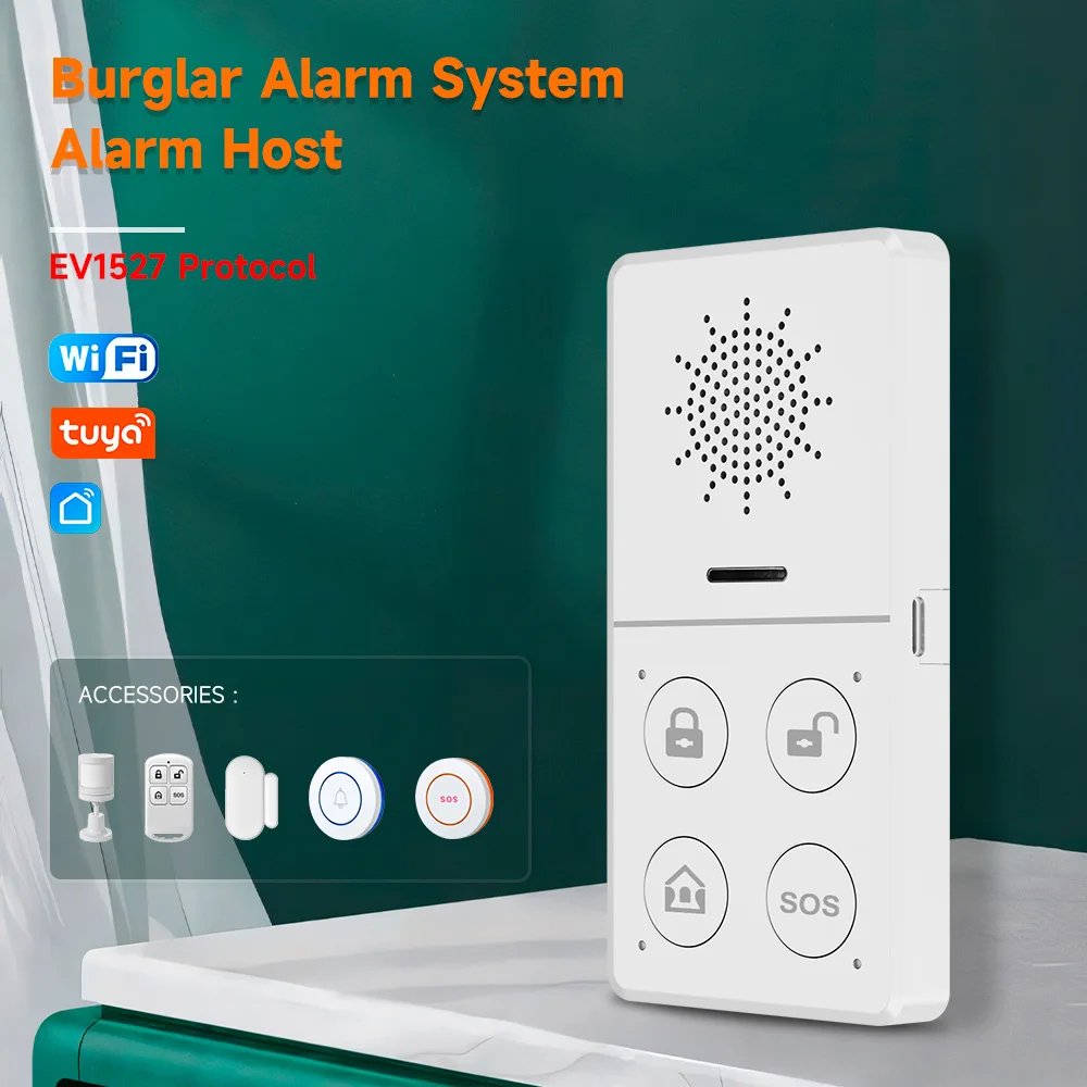 Tuya Alarm keamanan Wifi tanpa kabel, Alarm keamanan rumah sistem Alarm cerdas Wifi 433M, Host, kontrol aplikasi kehidupan cerdas, Kit Alarm rumah, perlindungan keselamatan