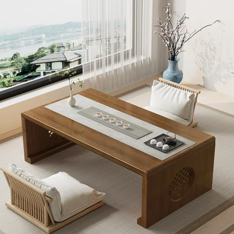 Folding table kang  tatami small coffee  tea  solid wood balcony bay window  bed study desk computer low