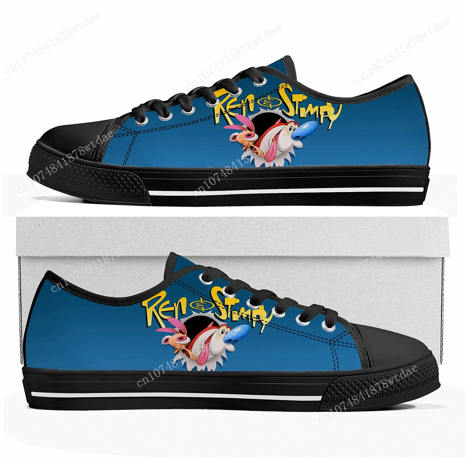 Anime Cartoon Stimpy Manga Comic Ren Top Sneakers Womens Mannen Tiener Hoge Kwaliteit Canvas Sneaker Casual Cartoon Maat Schoenen