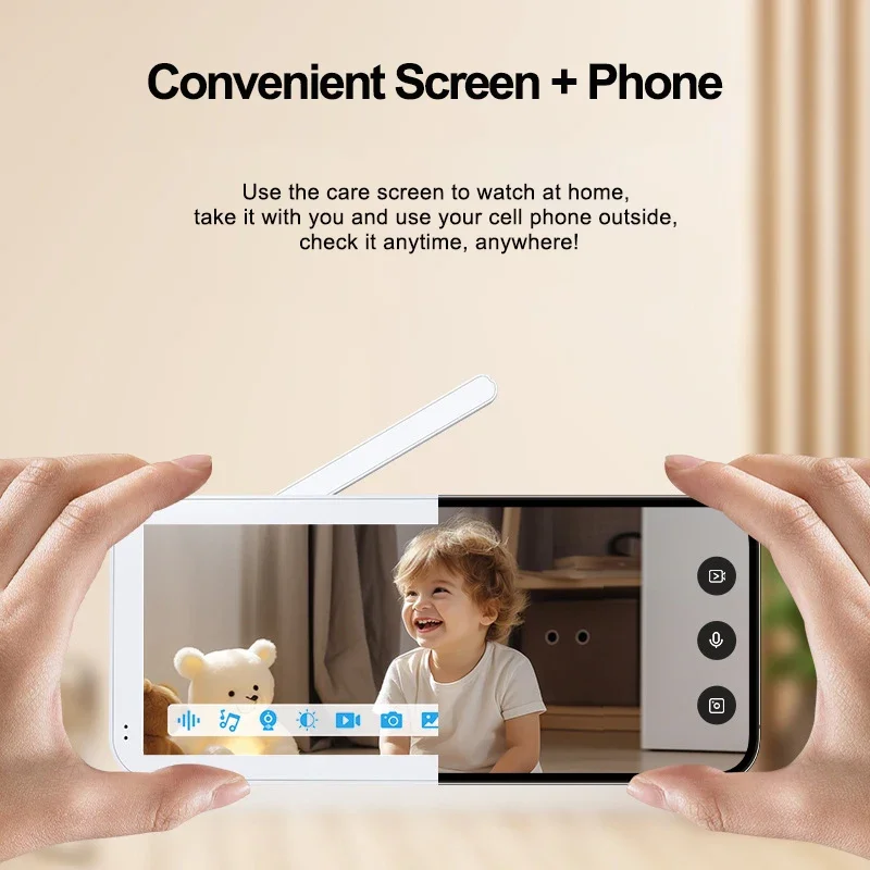 2K 3MP,Tuya Smart Baby Monitor,Câmara para telemóvel com zoom de 4x e ecrã de 5 polegadas,Rastreio automático,Artigos para recém-nascidos,Acessórios para bebés