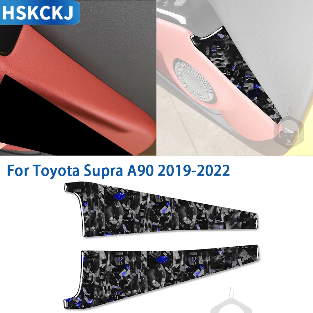 

For Toyota Supra A90 2019-2022 Cent Accessories Real Soft Carbon Fiber Car Interior Door Speaker Panel Cover Trim Sticker