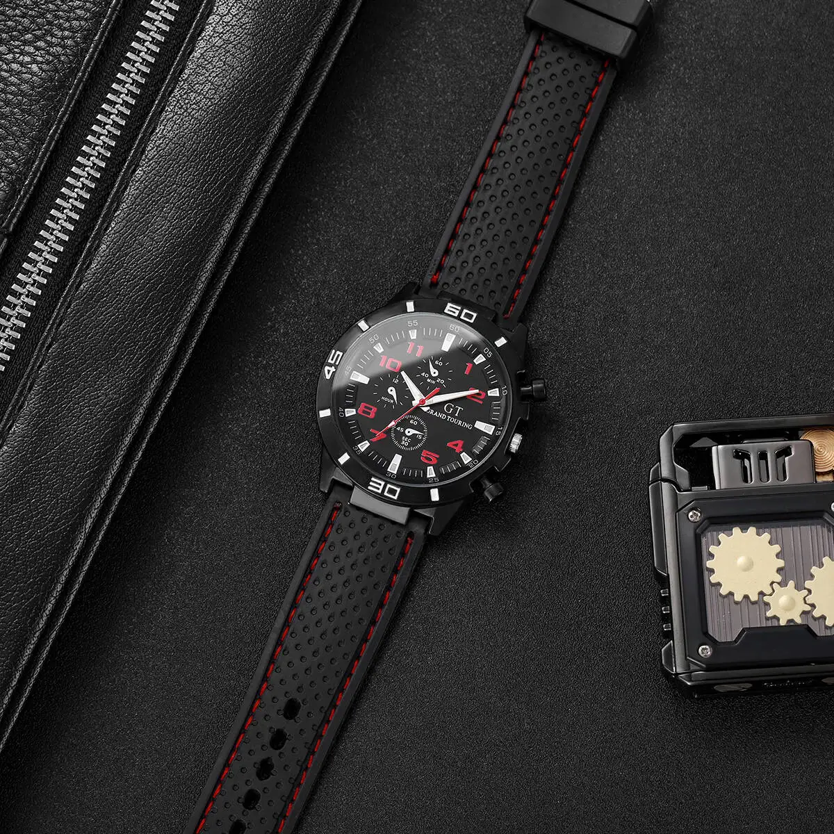 2개/대 패션 남자 쿼츠 시계 실리콘 밴드 남자 스포츠 시계 Reloj Hombre (상자 없음))