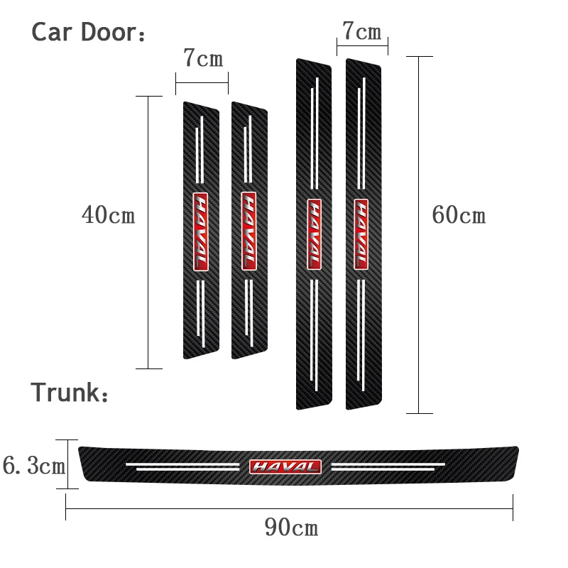 5Pcs Car Threshold Door Sill Protector Anti Scratch For Haval H6 Jolion H9 F7X F7 Dargo H1 H2 H2S H3 H4 H5 H6-Coupe H7 H8 F5 M6