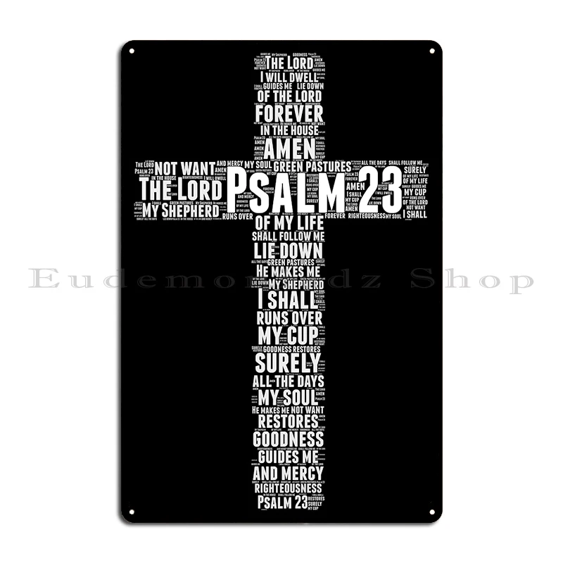 Psalm 23 Christian Religious Bible Verse Quote The Lord is My Shepherd Metal Plaque Printing Wall Decor Mural Tin Sign Poster