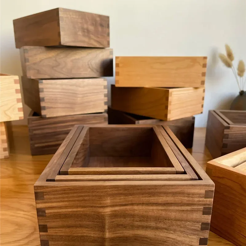 Cosmetic Storage Box Black Walnut Organizer Durable Sundries Storage Simplicity Chinese Style Design