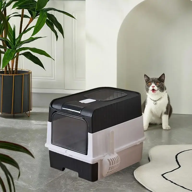 

Litter Box Large Cat Litter Box Odor Control Enclosure Foldable Lightweight Enclosed With Scoop Trash Sifting Supplies For