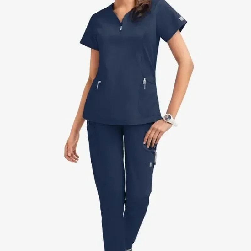 Uniformi chirurgiche donna Scrub Top infermiera medica salone di bellezza abbigliamento da lavoro Scrub clinici Top No Pant Spa medico infermieristica tunica Top