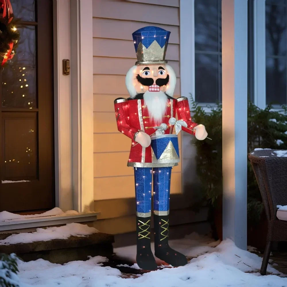 Lighted Nutcracker Outdoor Christmas Decorations, 5ft Nutcrackers Christmas Decoration Outside, Light Up Nutcracker