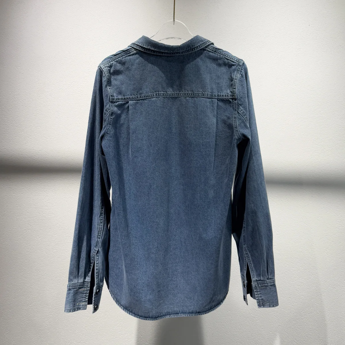 Autumn New Style Limited Edition Blue Collar Patchwork Long-Sleeved Denim Shirt Single-Button Versatile Casual Top for Women