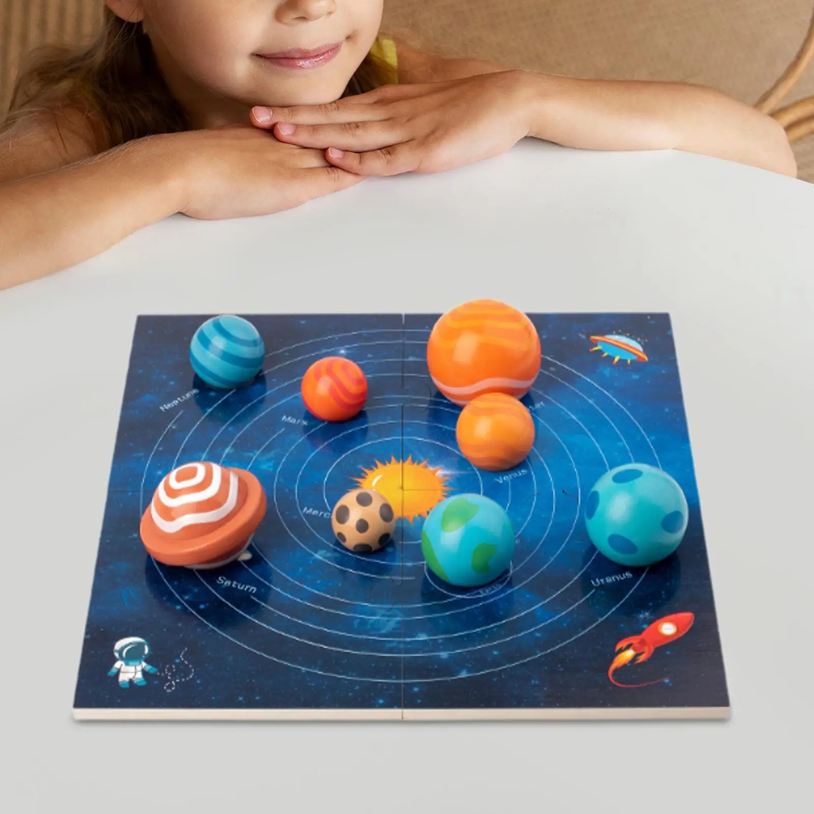 Wooden Space Jigsaw Planets Educational Early Development Parent Child Interactive Learning Outer Space Themed for Toddlers